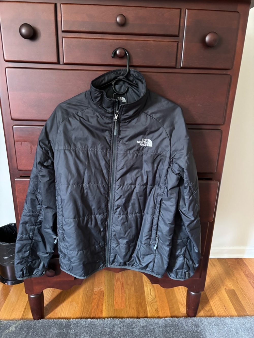 The North Face Black Puffer Jacket with Logo Patch
